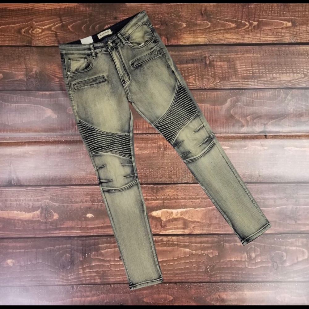 Men denim skinny biker jeans